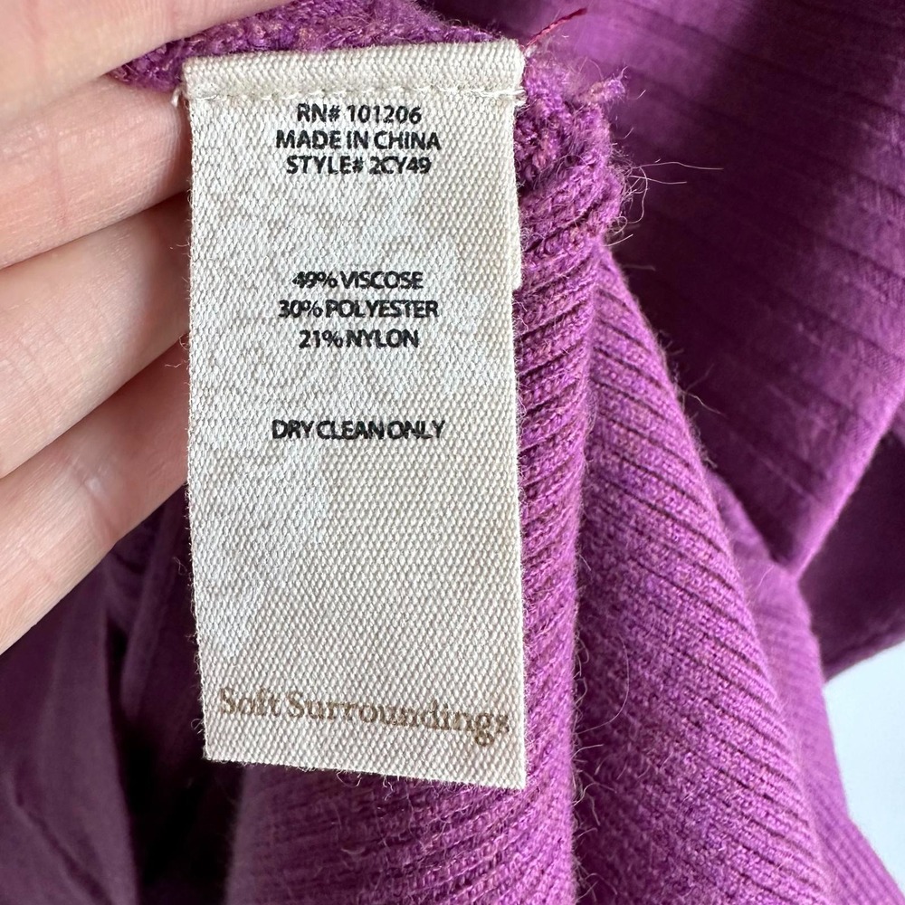 NWT SOFT SURROUNDINGS Raspberry Boheme Ladies Casual V-Neck Sweater, M - Picture 5 of 6
